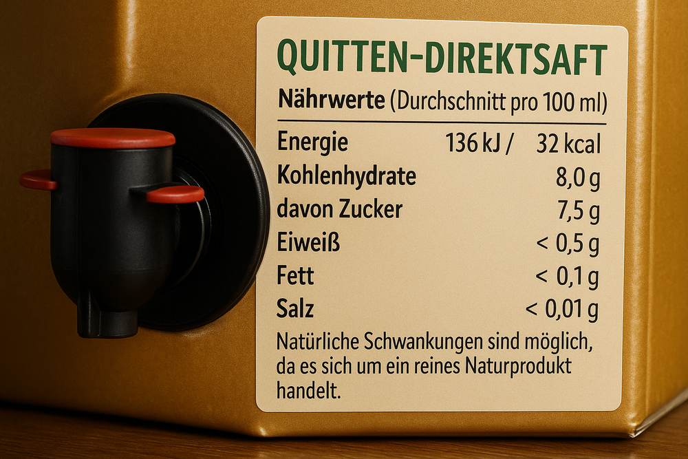 🟡 100 % Quittensaft – naturrein & leicht gefiltert