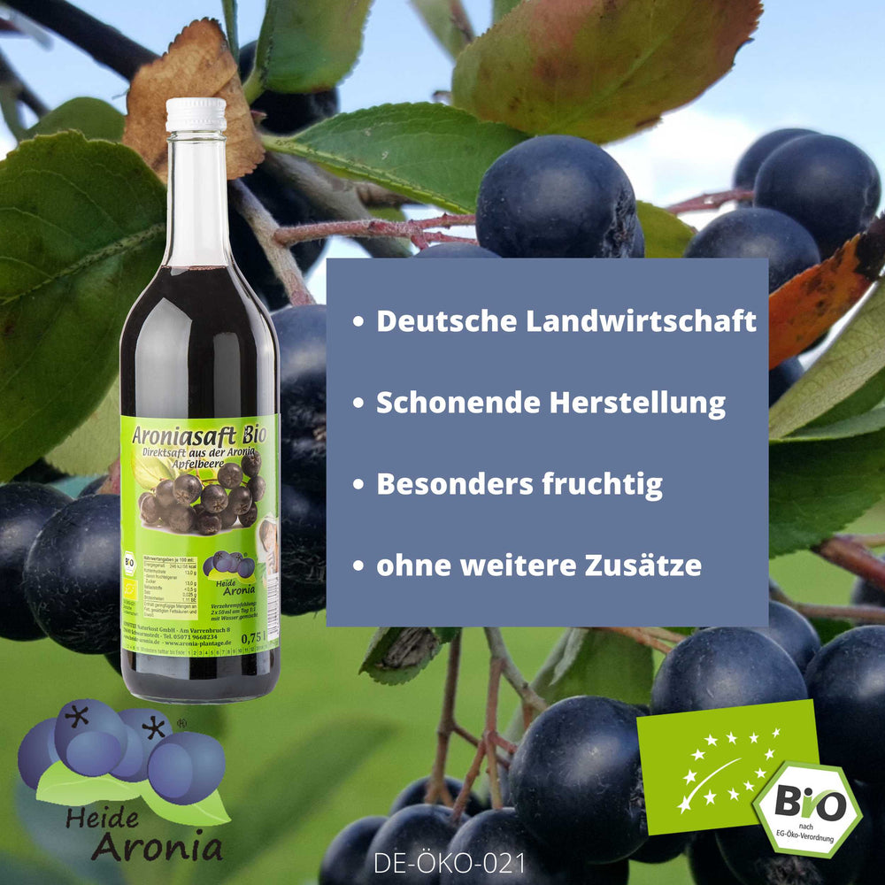 Aroniasaft Bio Muttersaft 6x750 ml deutsche Landwirtschaft Heide Aronia